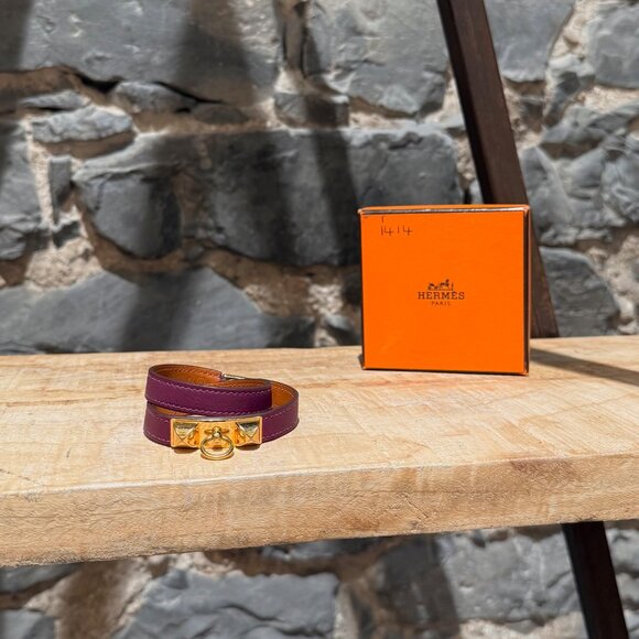 Hermès Purple Double Tour Rivale GHW Wrap Bracelet - Picture 2 of 12